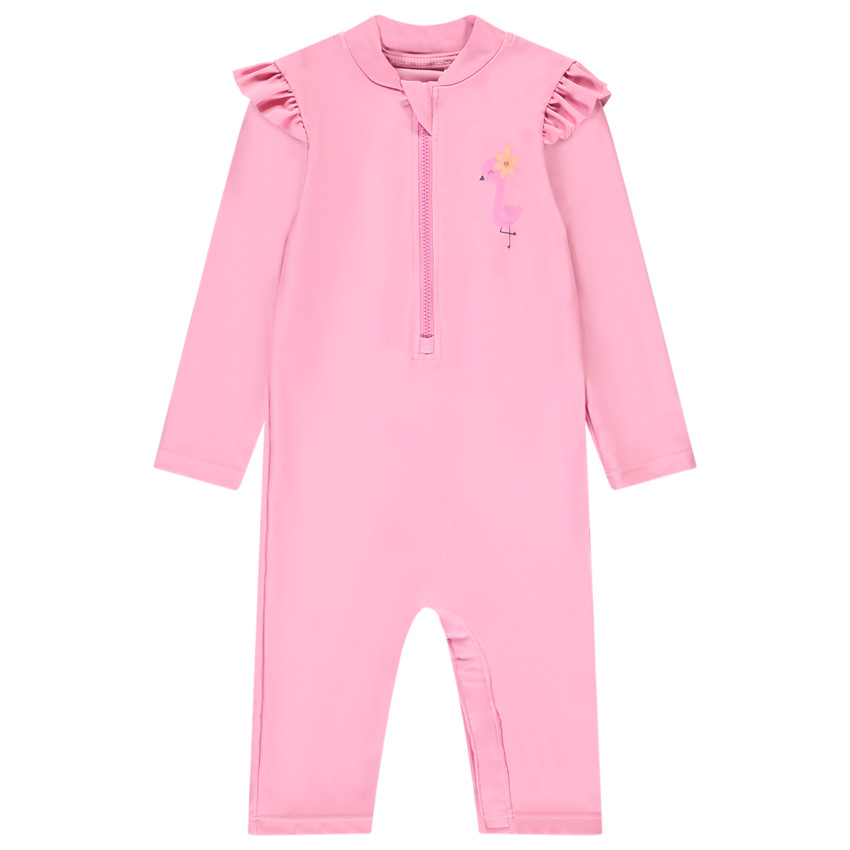 Ολόσωμο μαγιό με προστασία UV και σχέδιο φλαμίνγκο για μωρό κορίτσι 