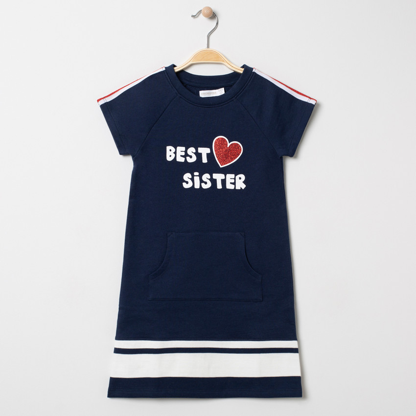 Φόρεμα molleton με μήνυμα και  καρδιά με glitter για κορίτσι 