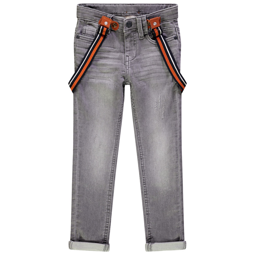Jean στυλ ξεβαμμένο με τιράντες για αγόρι 