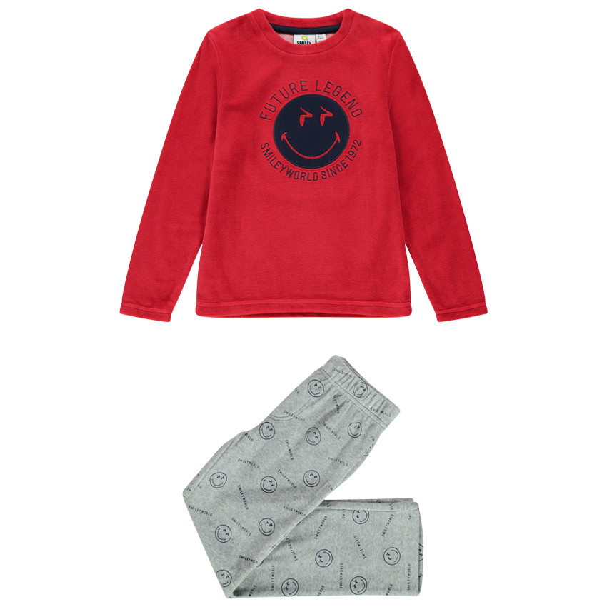 Πιτζάμα βελουτέ δίχρωμο σχέδιο SmileyWorld για αγόρι  Additional Πιτζάμα βελουτέ δίχρωμο σχέδιο SmileyWorld για αγόρι