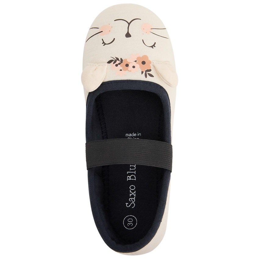 Chaussons Babies écru avec oreilles de chat pour bébé fille 