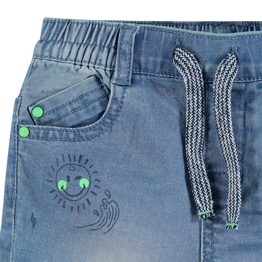 Βερμούδα jean ελαστικό με σχέδια Smiley Baby 