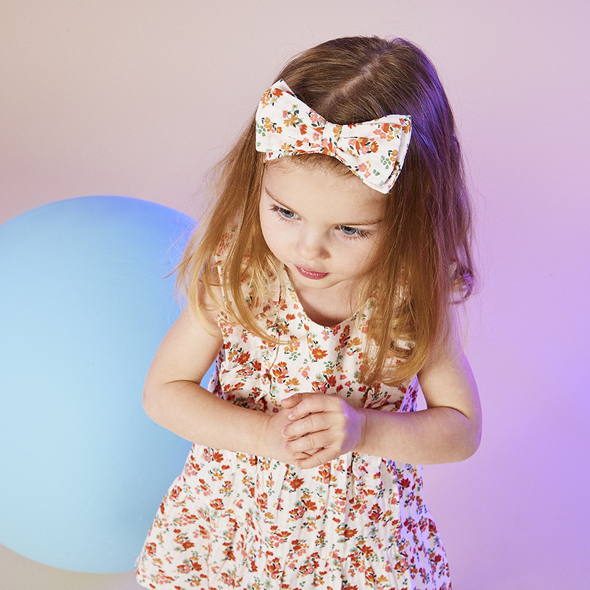 Κορδέλα με φιόγκο και λουλούδια για μωρό κορίτσι 