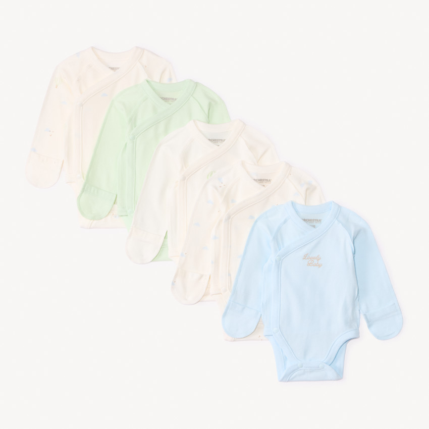 Σετ 5 μακρυμάνικα bodies φαντασίας για πρόωρο μωρό Bébé Plume 
