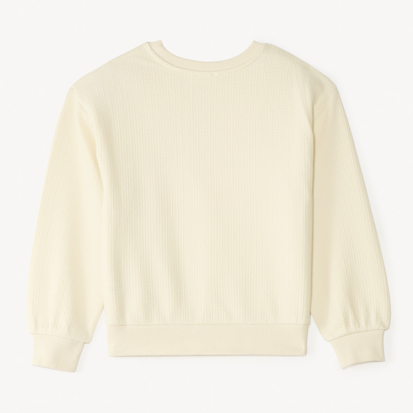 Σουέτ oversized από υφασμάτινη πλέξη με κεντήματα και στρας για κορίτσι 