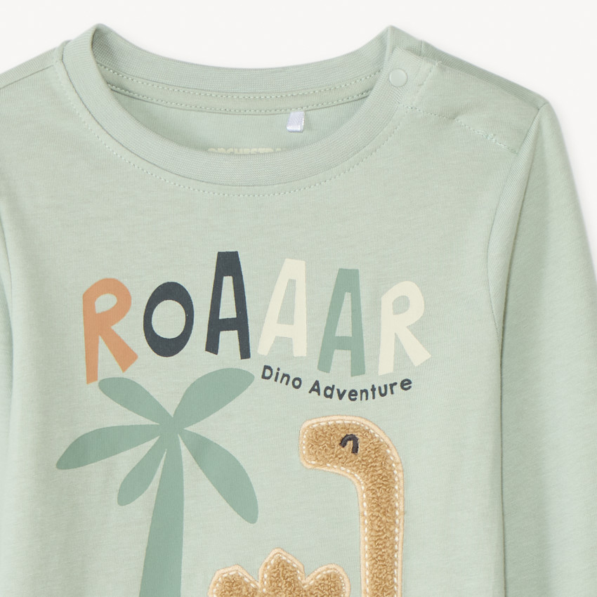 T-shirt με μακριά μανίκια με σχέδιο δεινόσαυρου αγόρι μωρό 