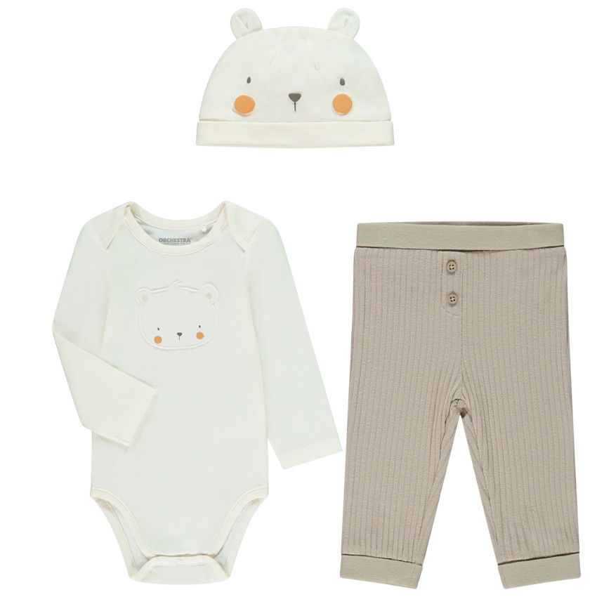 Ensemble ludique 3 pièces motif ourson pour bébé 