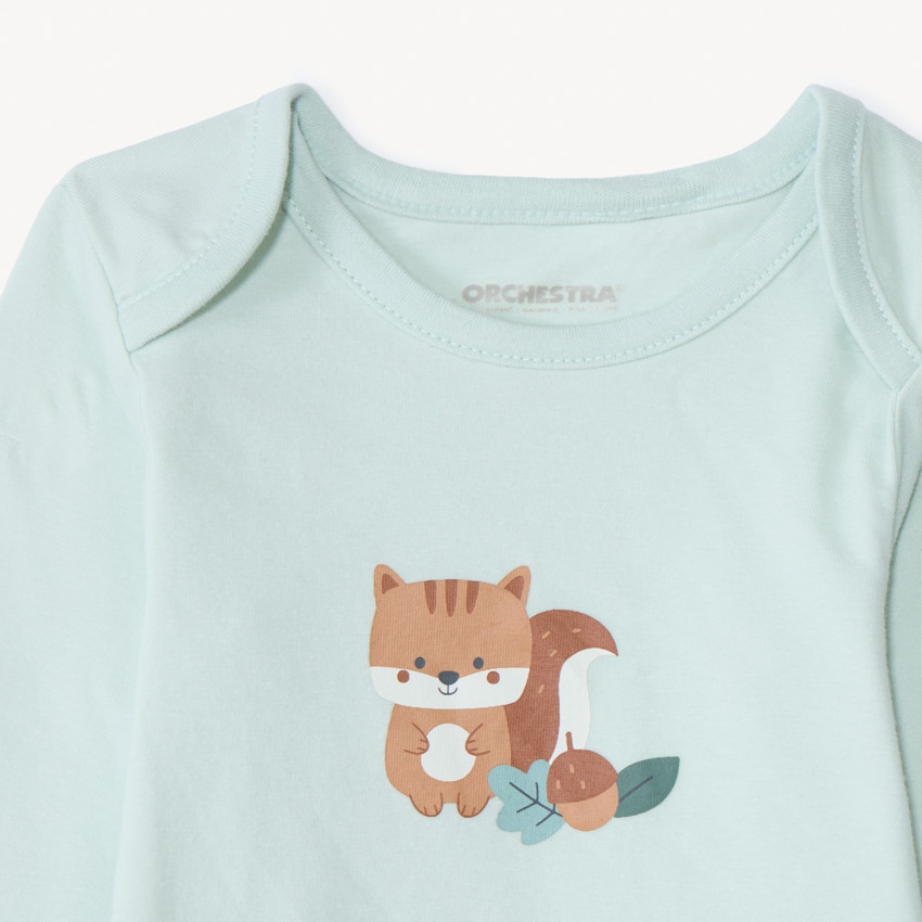 Lot de 7 bodies manches longues motifs forêt pour bébé garçon avec ouvertures différentes selon l'âge 