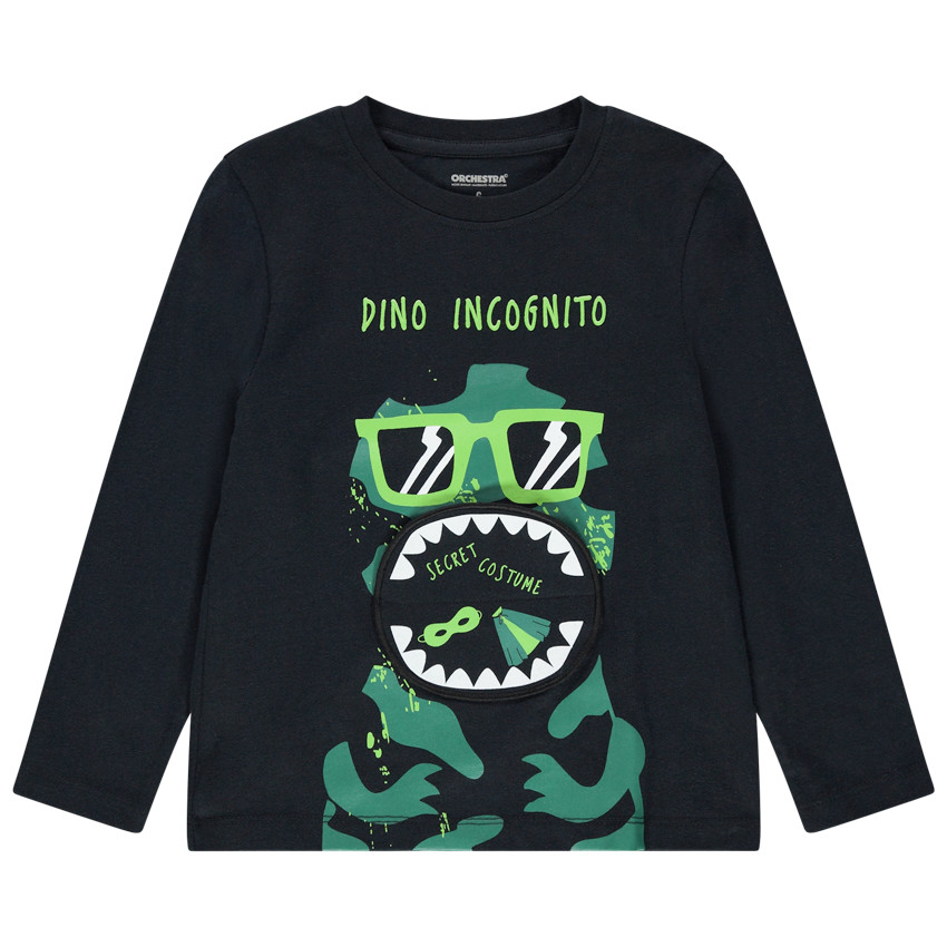 T-shirt manches longues en coton print Dinosaure   Additional T-shirt manches longues en coton print Dinosaure