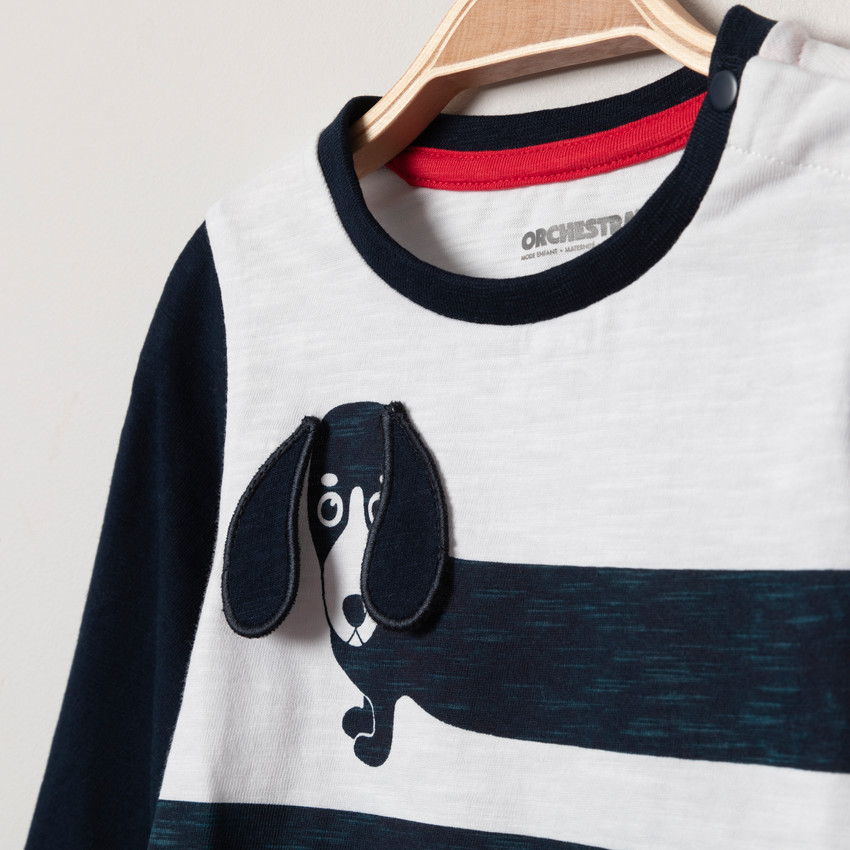 T-shirt manches longues print chien basset 