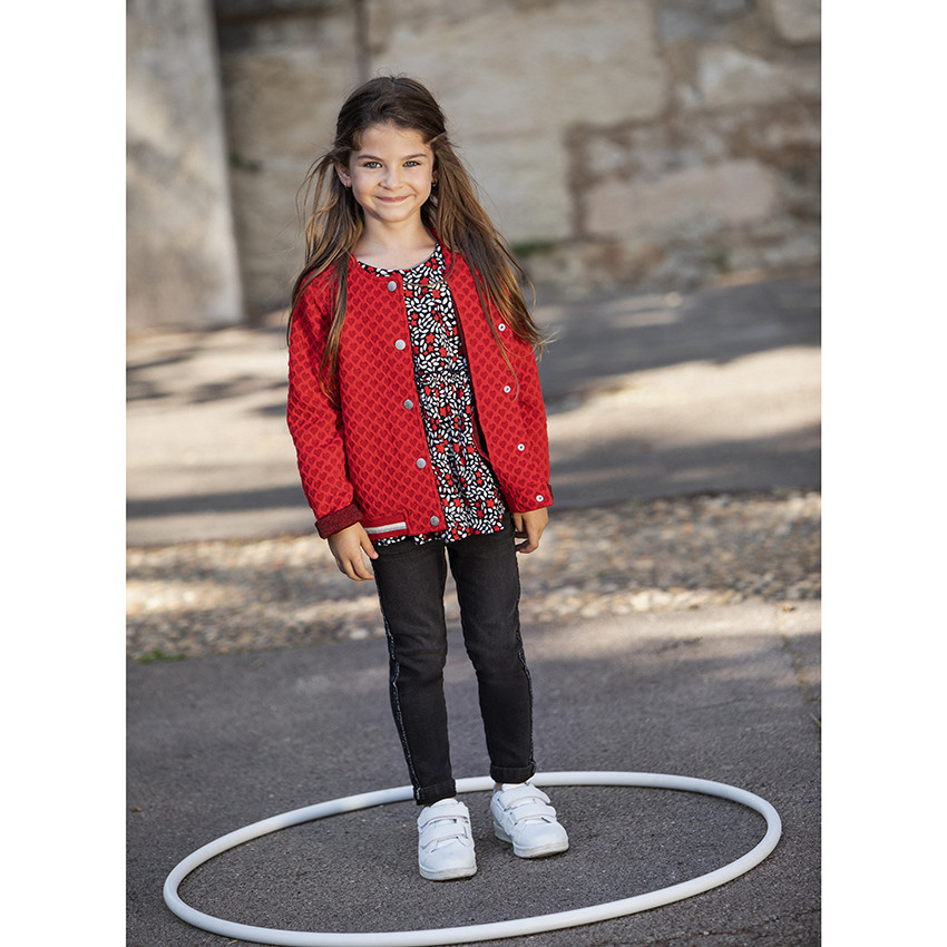 Ζακέτα molleton κόκκινη με καρδιές jacquard 