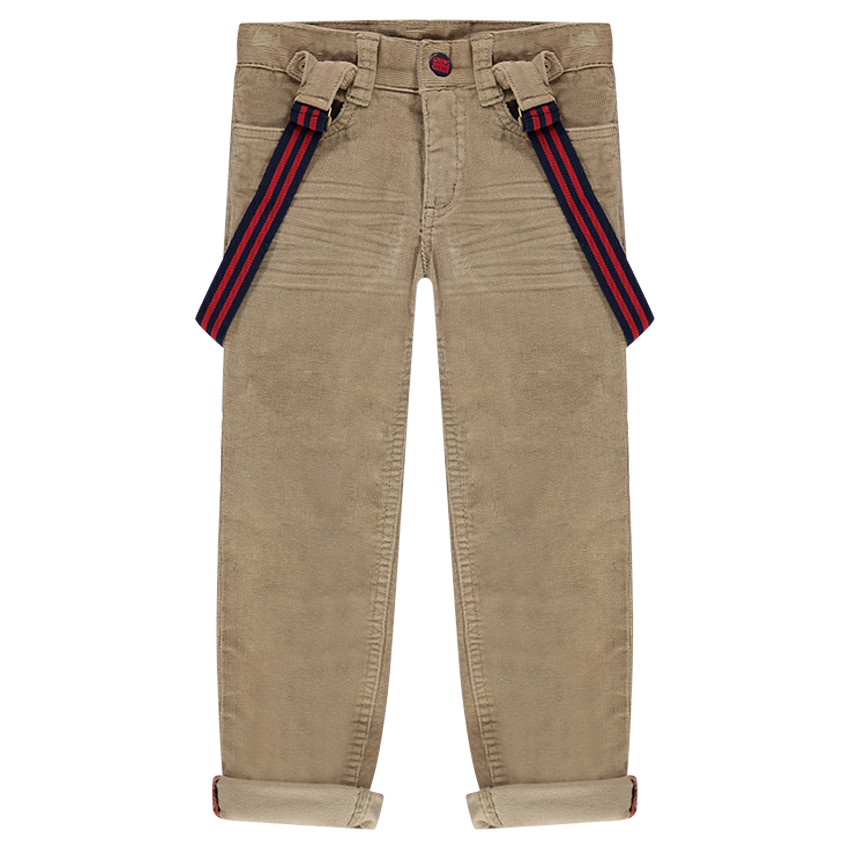 Βελούδινο παντελόνι με ριγέ αφαιρούμενες τιράντες 