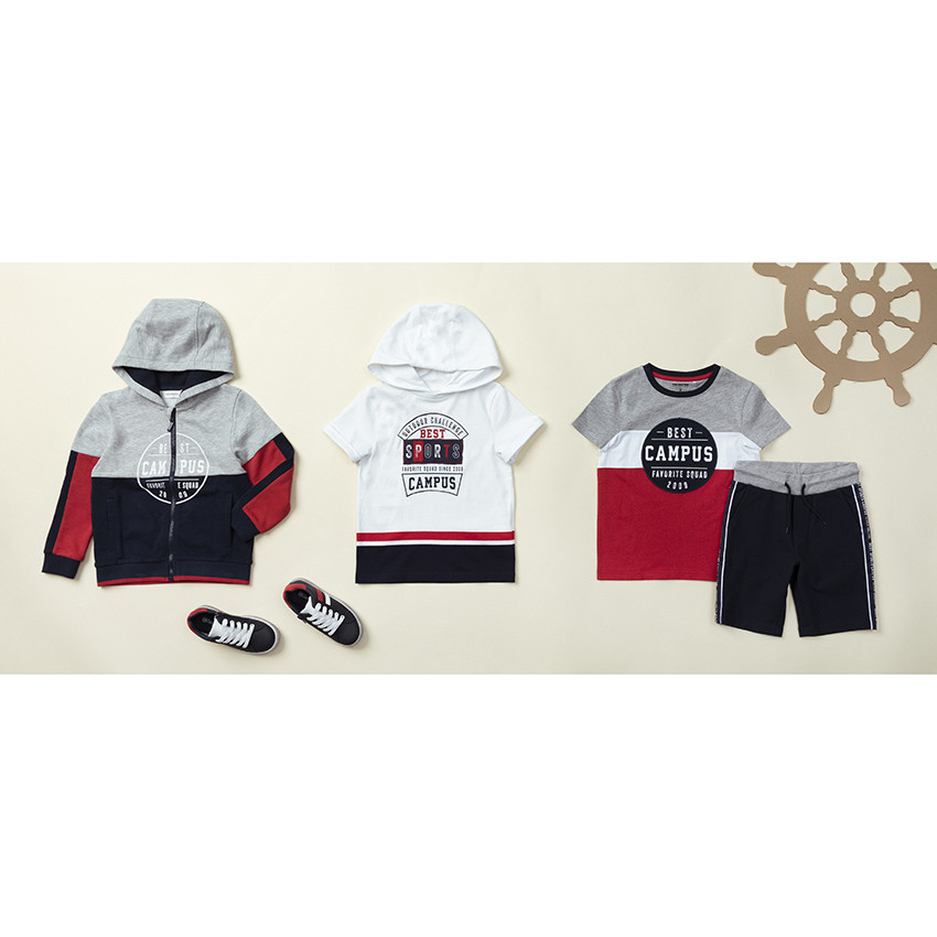 Ζακέτα με κουκούλα molleton και  μήνυμα σχέδιο για αγόρι 