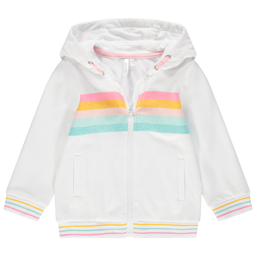 Φανελένια ζακέτα με χρωματιστές λωρίδες με παγιέτες 