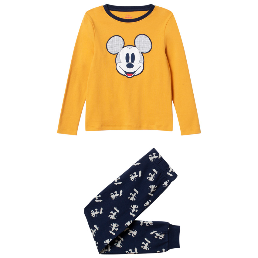 Pyjama en coton bio à broderie et imprimés Mickey Disney 
