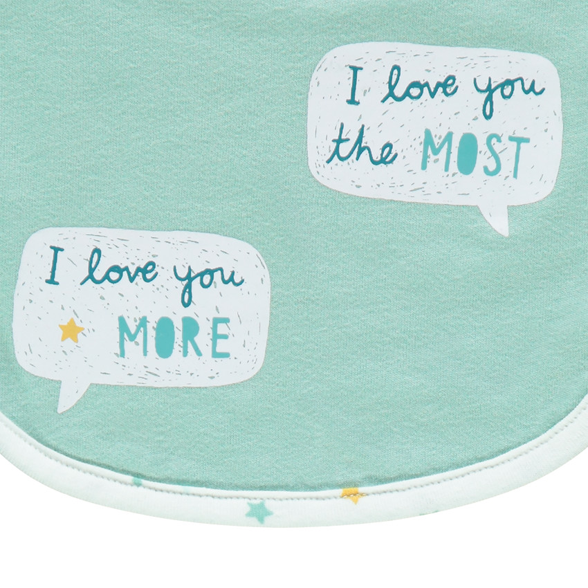 Set de naissance avec dors-bien bleu, body imprimé et bavoir 