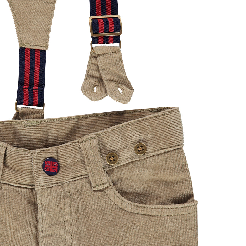 Βελούδινο παντελόνι με ριγέ αφαιρούμενες τιράντες 