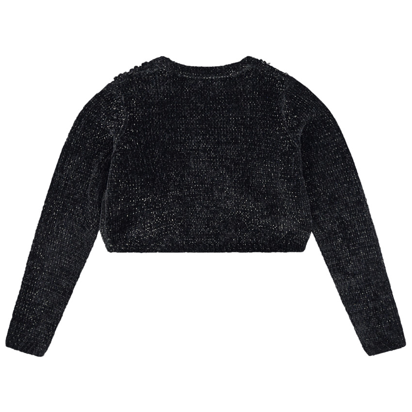 Boléro en maille chenille et sequins noirs 