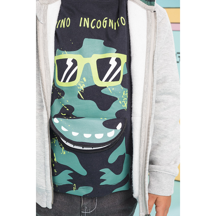 T-shirt manches longues en coton print Dinosaure   Additional T-shirt manches longues en coton print Dinosaure