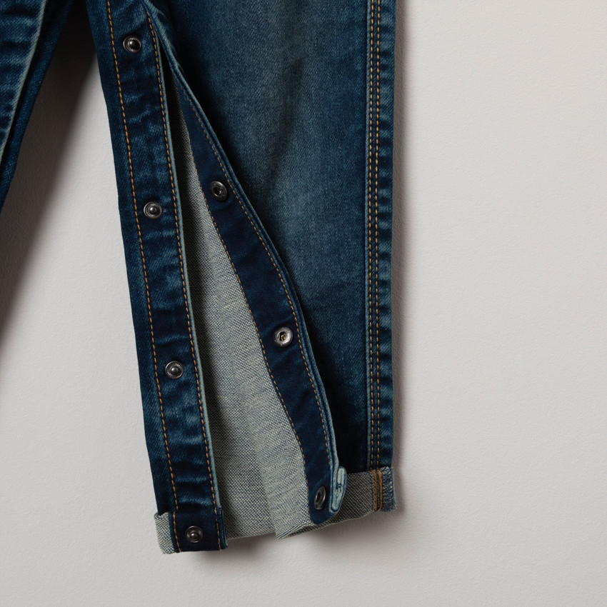 Salopette longue en jean effet used 