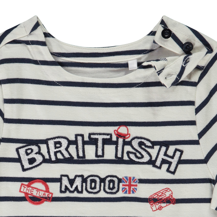 Τ-shirt μακρυμάνικο ριγέ με κεντημένο patch για μωρό αγόρι 