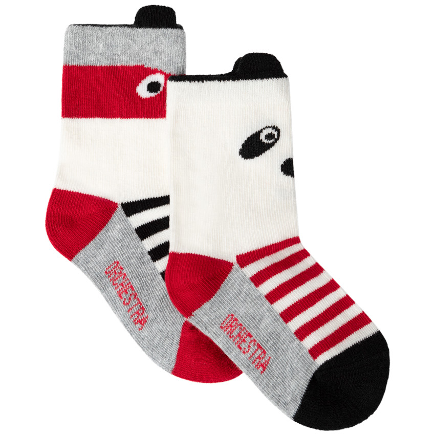 Lot de 2 paires de chaussettes à rayures et animaux en jacquard 
