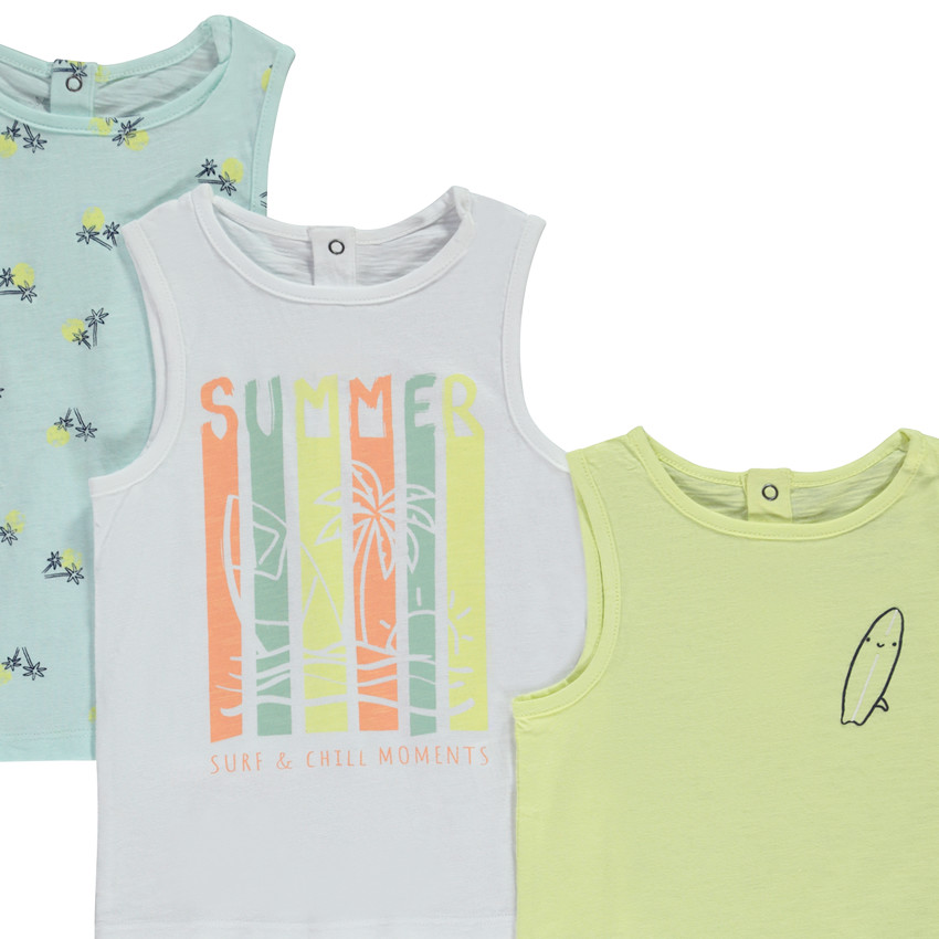 Σετ από 5 αμάνικα μπλουζάκια φαντεζί από jersey slub για bebe αγόρι 