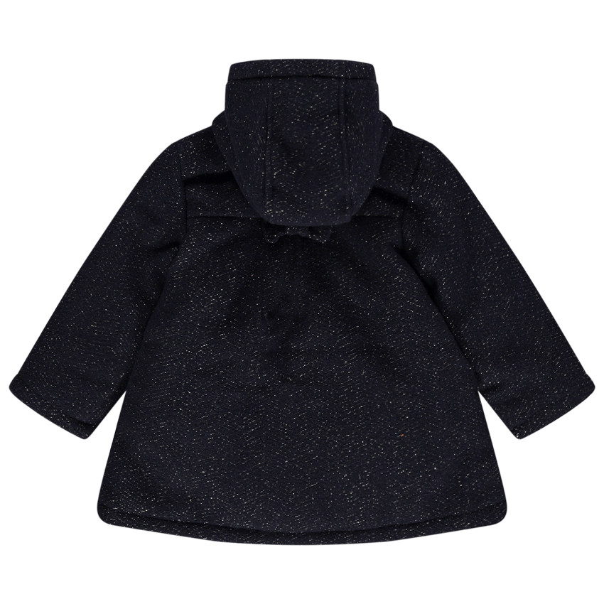 Manteau en drap de laine doublé sherpa à noeuds 