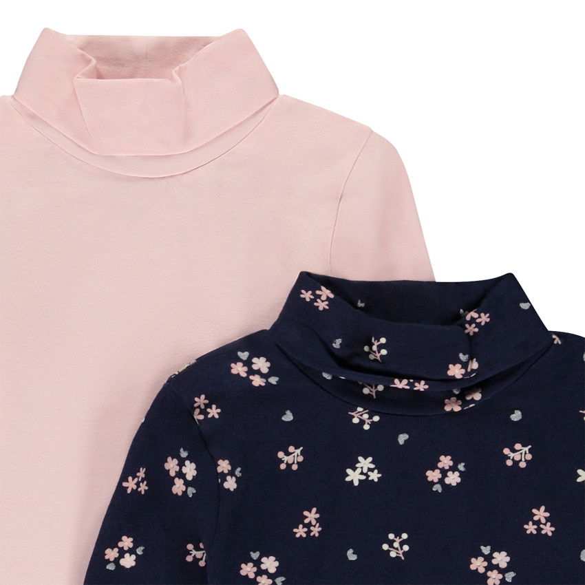 Σετ από 2 πλεκτά μπλουζάκια με ψηλό γιακά για κορίτσι 