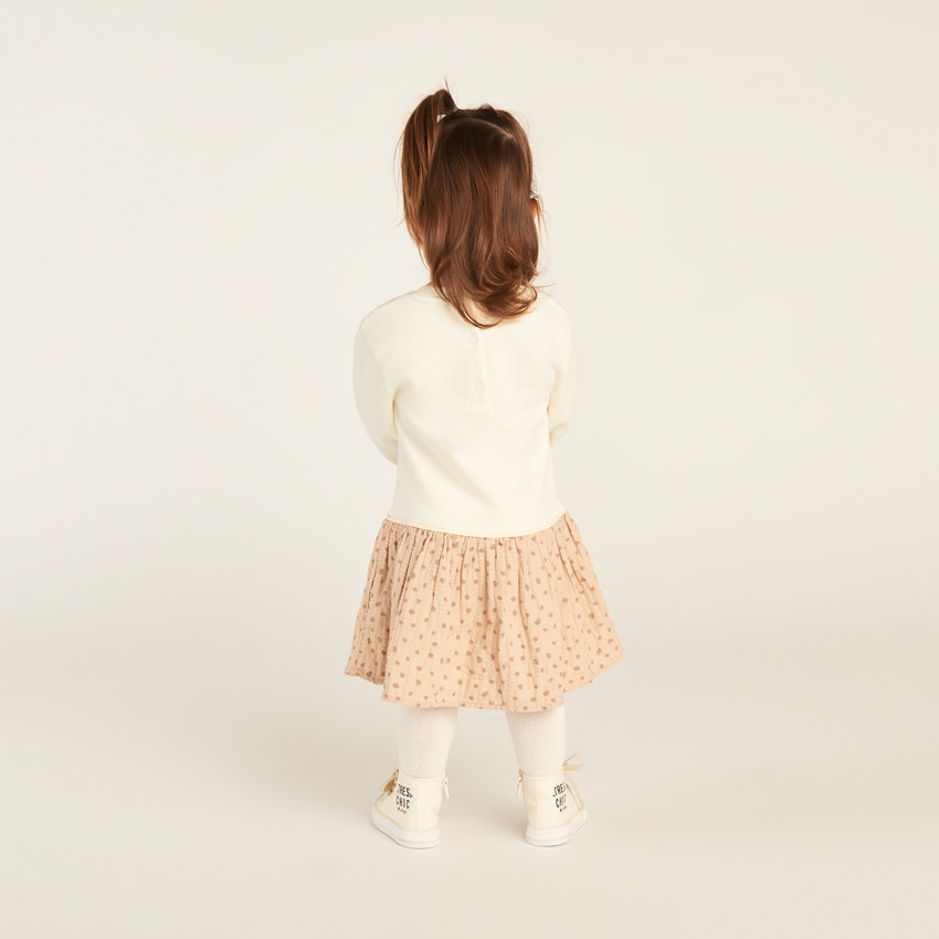 Φόρεμα διπλής ύφανσης με εφέ 2 σε 1 με πουά για κορίτσι μωρό 