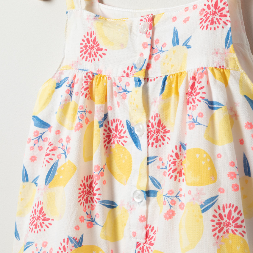 Φόρεμα με τιράντες με σχέδιο λεμόνια σε όλη την επιφάνεια 