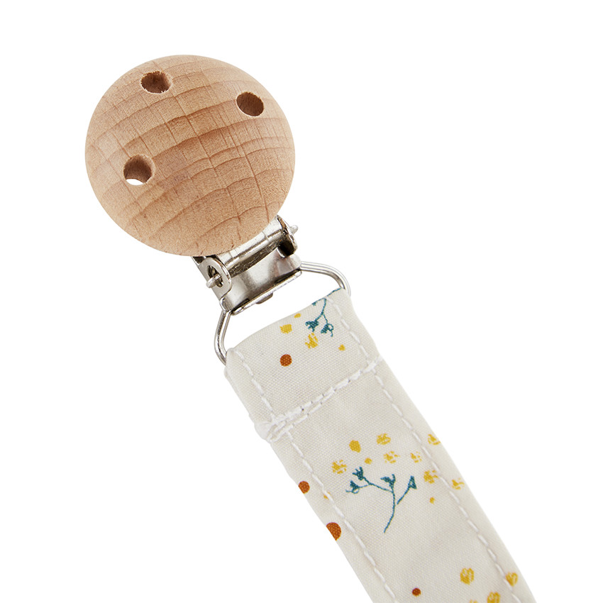 Κλιπ για πιπίλα από ξύλο με λουλούδια 