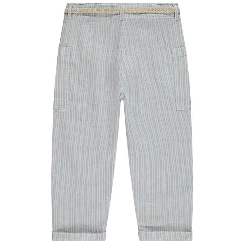 Παντελόνι ριγέ με τσέπες και πλεκτή ζώνη για κορίτσι 