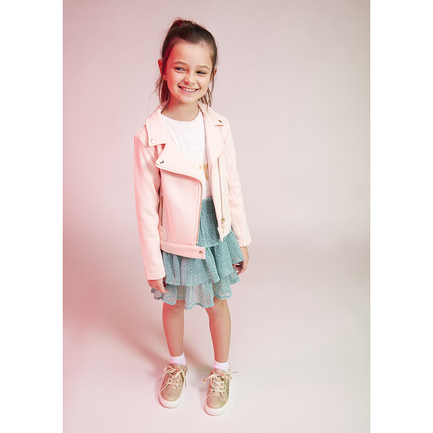 Φούστα κοντή με βολάν crépon με σχέδιο για κορίτσι 