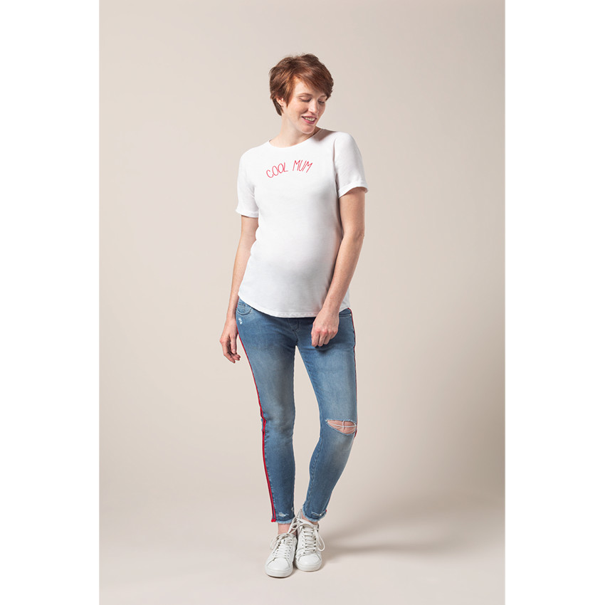 Τζιν εγκυμοσύνης με used όψη και λωρίδες στα πλάγια 