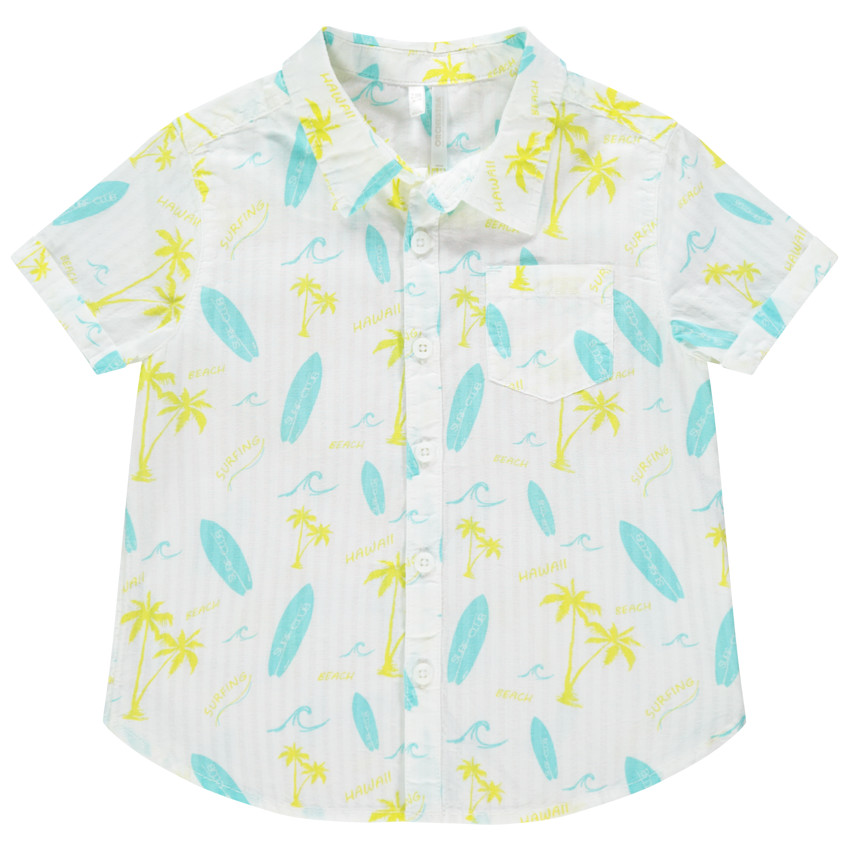 Πουκάμισο κοντομάνικο με σανίδες και φοίνικες σχέδια 