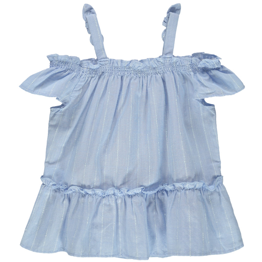 Top με βολάν  και λεπτές λαμπερές ρίγες 