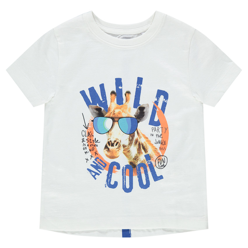 Κοντομάνικη μπλούζα με τυπωμένη καμηλοπάρδαλη 