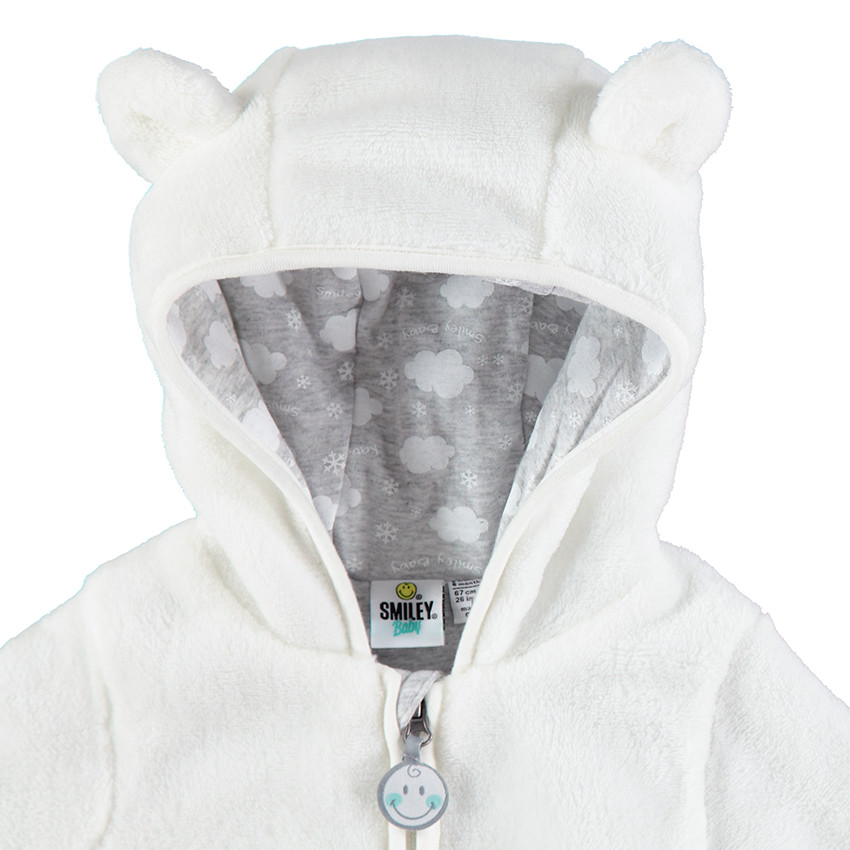 Ολόσωμο μπουφάν από sherpa με φερμουάρ και σήμα ©Smiley 