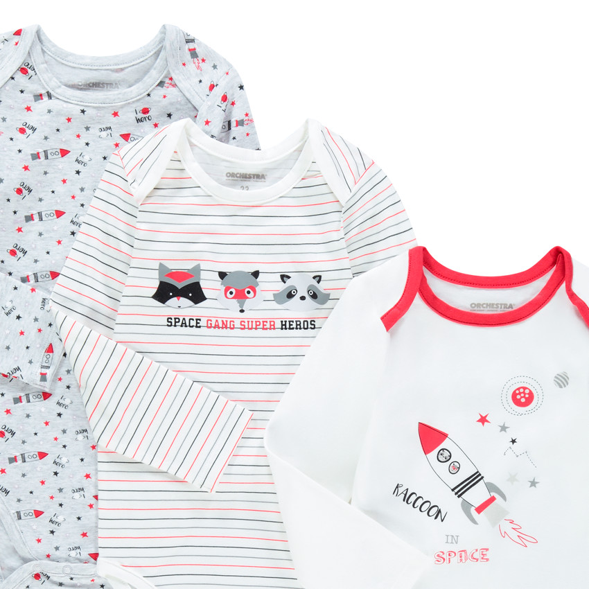 Σετ από 5 bodies μακρυμάνικα σχέδιο φαντεζί 