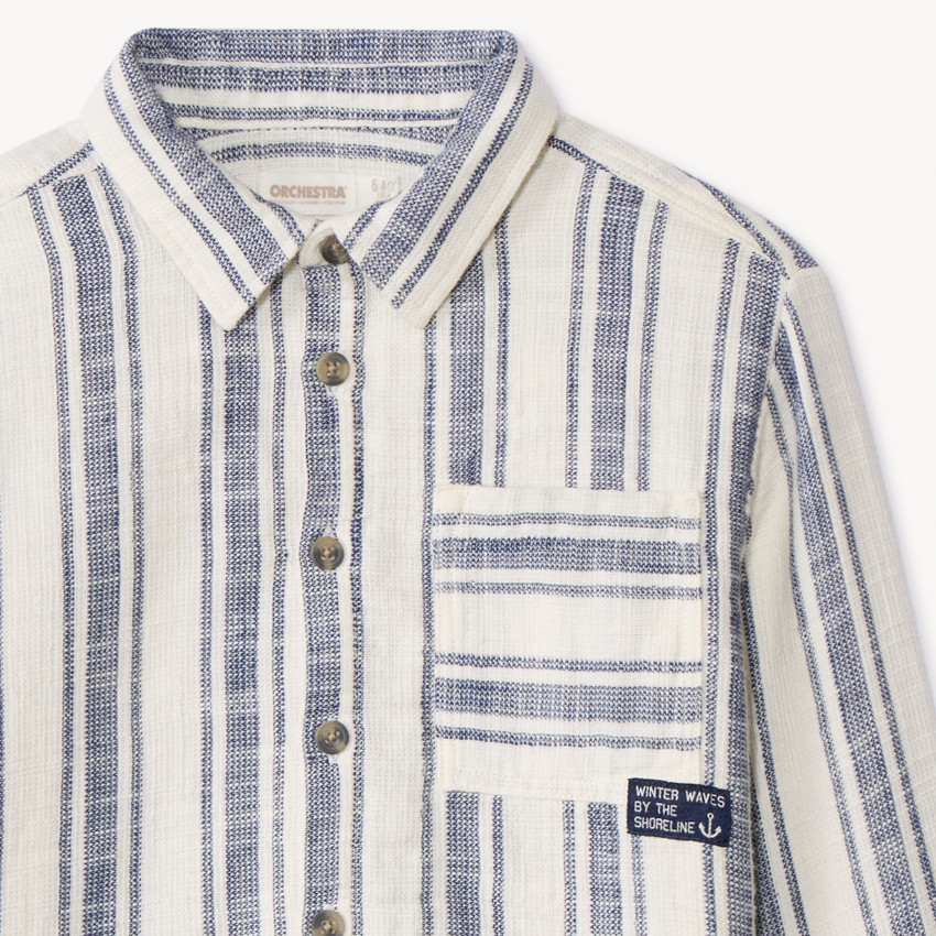 Πουκάμισο με ρίγες και μεγάλη τσέπη για αγόρι 