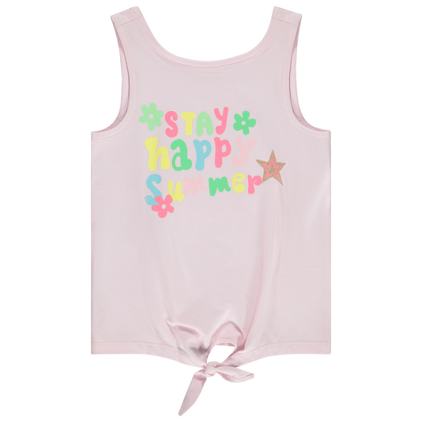 Αμάνικο μπλουζάκι με φιόγκο και φαντεζί σχέδιο με γκλίτερ για κορίτσι 