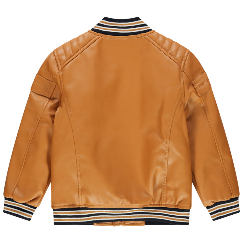 Blouson imitation cuir à finitions rayées 