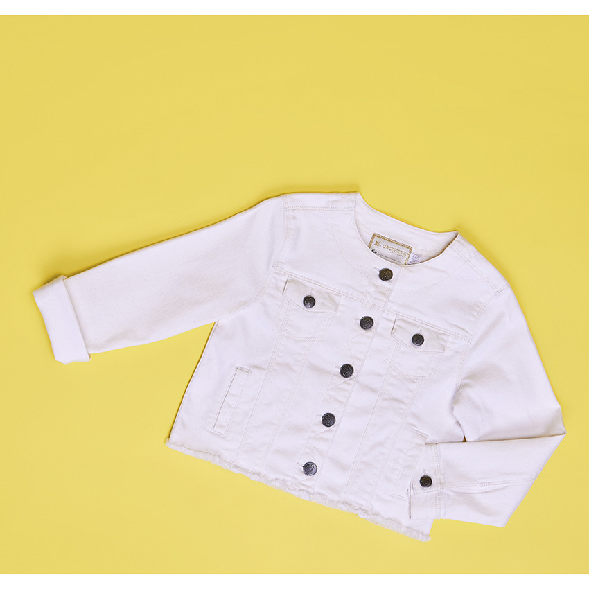 Μπουφάν jean écrue γιακάς mao για κορίτσι 