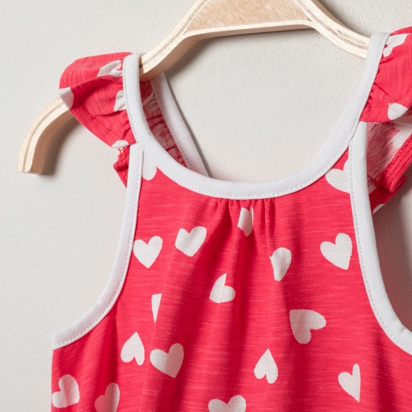 Φόρεμα με σχέδιο και τιράντες με βολάν για μωρό κορίτσι 