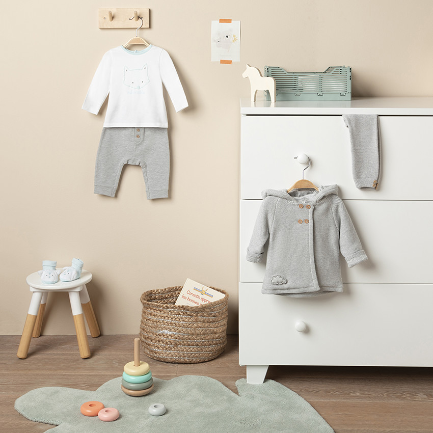 Σετ Παντελόνι μονόχρωμο και t-shirt μακρυμάνικο με οργανικό βαμβάκι 