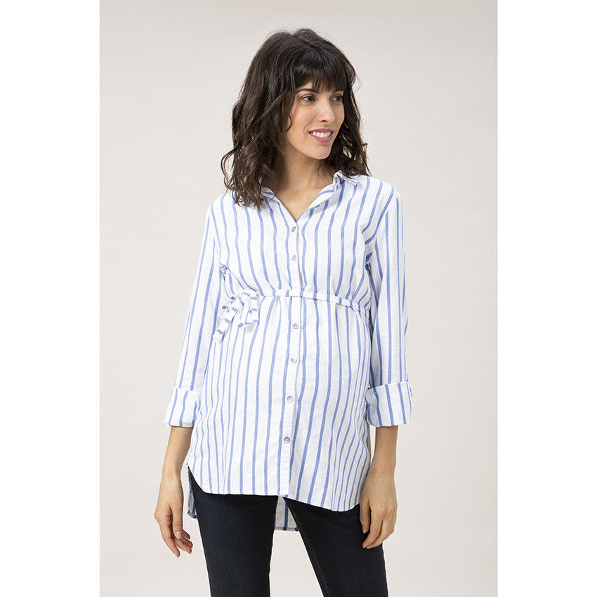 Πουκάμισο εγκυμοσύνης μακρυμάνικο ριγέ. 