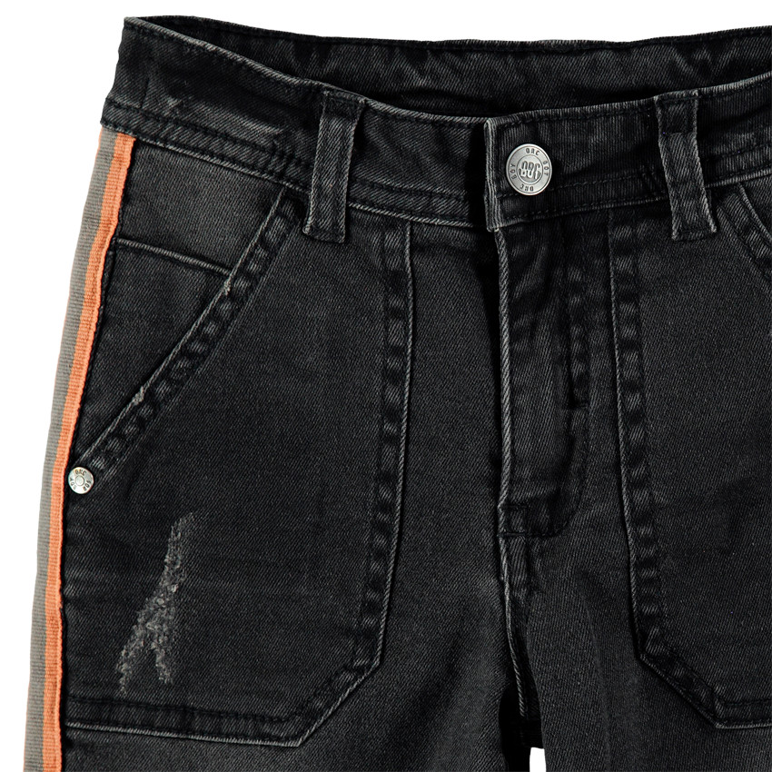 Jean slim effet used à bandes sur les côtés  Additional Jean slim effet used à bandes sur les côtés