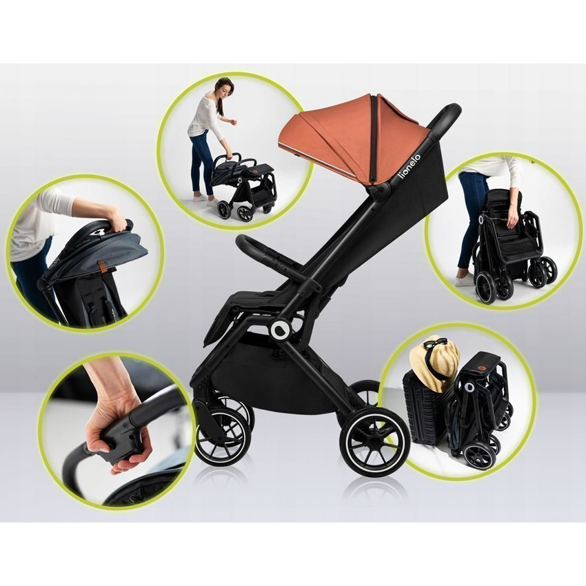 Βρεφικό καλοκαιρινό καρότσι Lionelo - Cloe, καφέ 