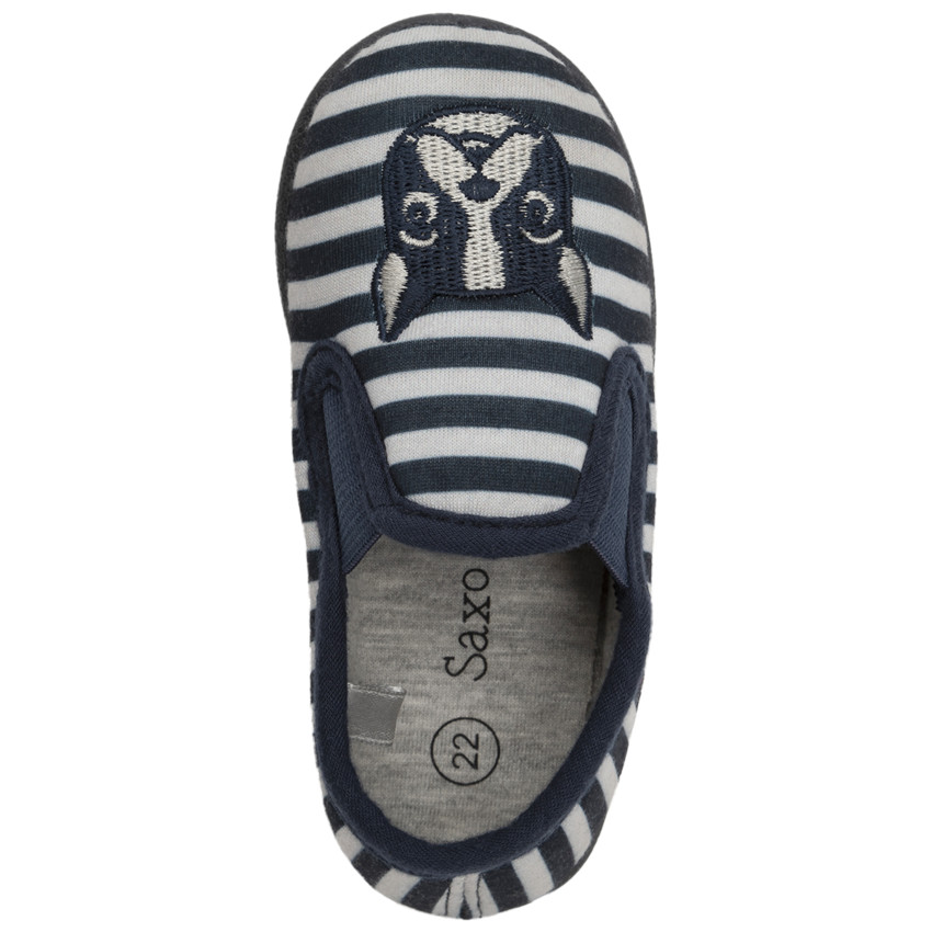 Βρεφικά παπουτσάκια χαμηλά ριγέ με σχέδιο μπουλντόγκ για bebe αγόρι 